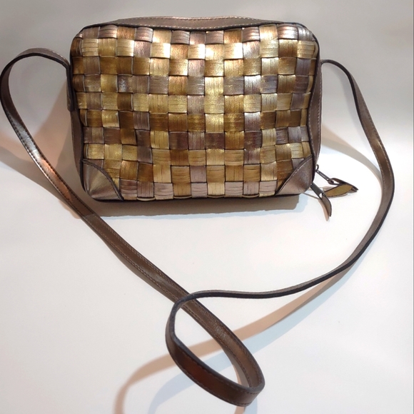 None Bags Vintage Metallic Gold Basket Woven Crossbody Bag Poshmark